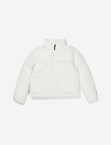 TAG CROPPED PUFFER - WHITE brownbreath