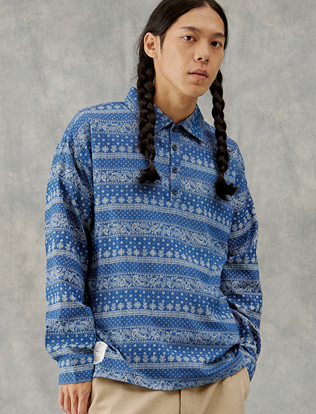 PAISLEY PULLOVER SHIRTS - BLUE brownbreath